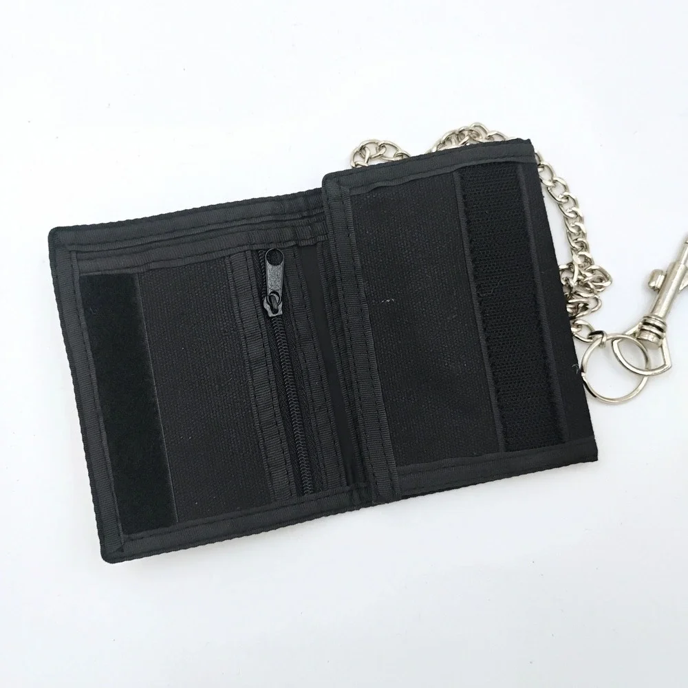 THC Clothing Highway 420 Embroidered Black Trifold Chain Wallet Retro VTG 1990's